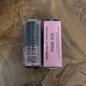 LOT OF 2 Nudestix Nudies Matte + Glow Core All Over Face Peptide Blush-Pink Ice